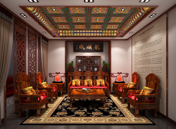 北京龙顺成古典中式红木家具展厅设计